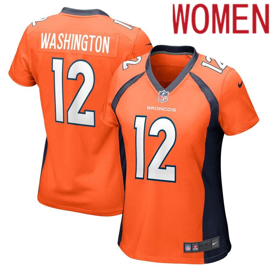 Women Denver Broncos #12 Montrell Washington Nike Orange Game Player NFL Jersey